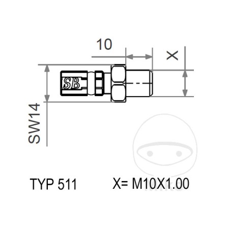 ρακόρ με σταθερό εξωτερικό σπείρωμα vario typ511 m10 x 1.00
