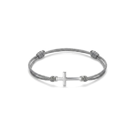 macramé bracelet with silver-plated cross (bracelet, accessory, religious gift)