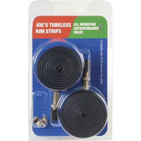 juego de 2 cintas tubeless y válvulas schrader joes 19-25mm para neumáticos sin cámara
