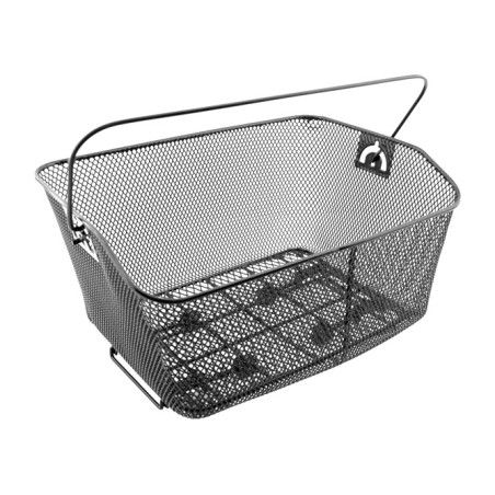 v bike rear basket for touring bike - quick and easy attachment to the rack