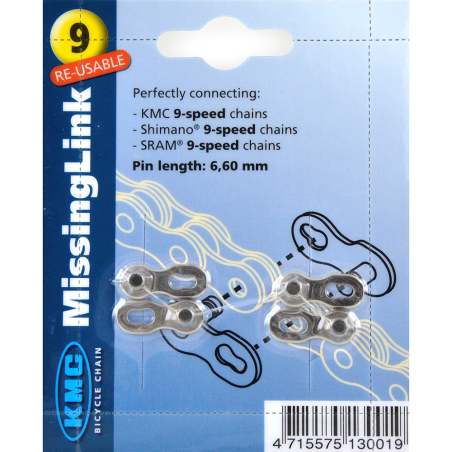 kmc 9v kettingschakel (6,60 mm) voor mtb, weg, stad, e-bike en meer
