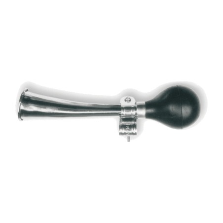 8” chrome bicycle horn with classic shape on the handlebar v bike