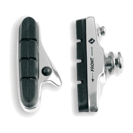 set of 2 shimano ultegra/dura-ace road bike brake shoes with silver aluminum housing alhonga