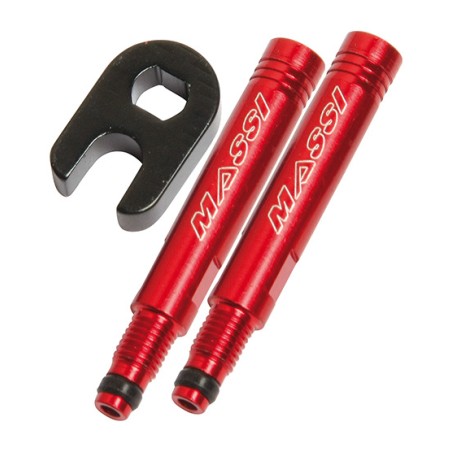 prolongador cnc de válvula massi en rojo y plata