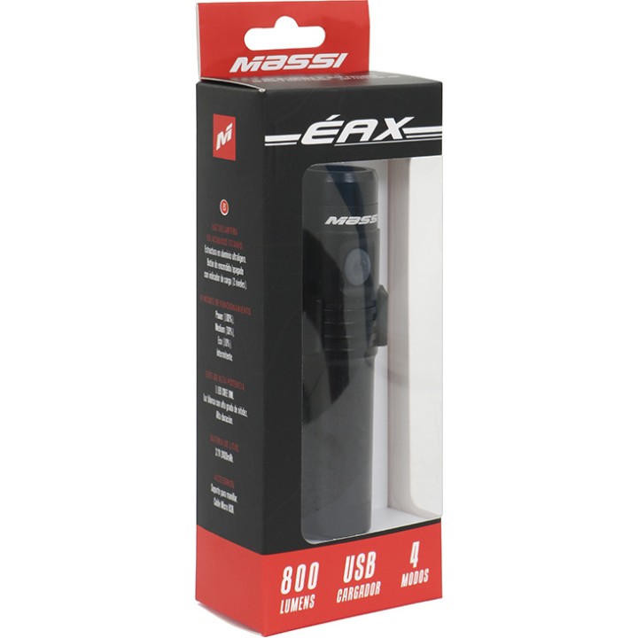 Faro luz delantero ultraligero ÉAX 800LM con batería recargable de alta duración - MASSI