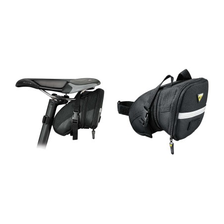 bolsa a tija de sillín topeak aero wedge - tamaño s, m, l - capacidad de 0.66l - negro
