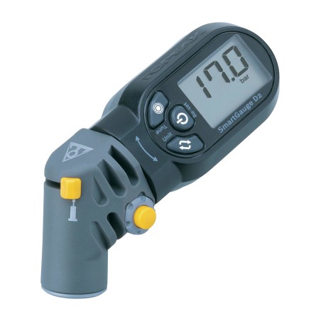 manómetro digital smartgauge d2 de topeak con botón de liberación de aire para ajustar la presión