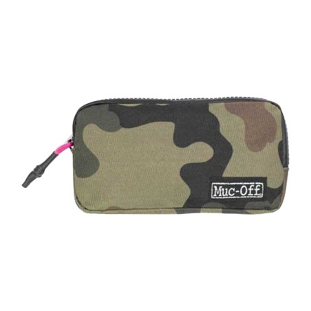 bolsa pequeña muc-off essentials de poliéster, repelente al agua y con cremallera termosellada - camuflaje