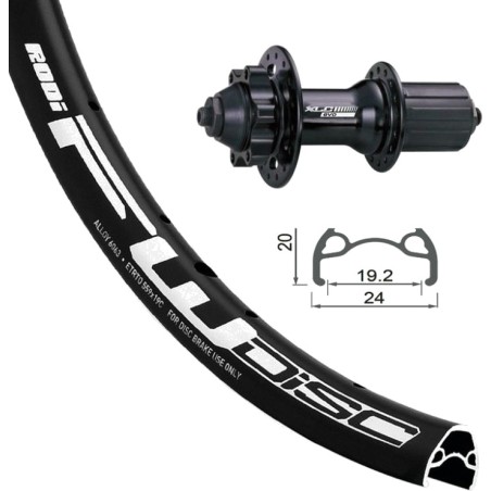 zadní kolo jízdního kola pro kotouč 6 šroubů 24x1.90 rodi 135x12mm valvula 8.5mm 507-19 s/ojetes alu.ne rw-a05