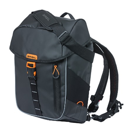 reflective bike saddlebag with click closure miles tarpaulin 17 l hook-on