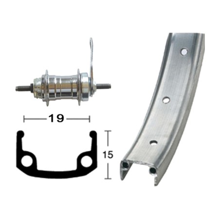 roue arrière complète 16 8.5 mm