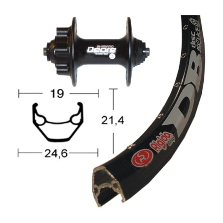 roda completa davantera d'alumini 28x1.75 rigida zac 2000 deore disk 6t qr 100 mm (622-19)