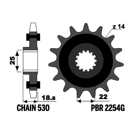 standardowy stalowy zębatka 2254g-530