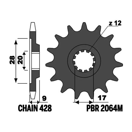 pignon en acier standard 428
