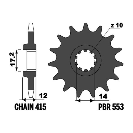 pignon en acier standard 415