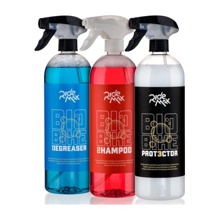 kit di pulizia a 3 spruzzi con sgrassatore, sapone e cera