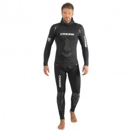 traje húmedo de buceo apnea de cressi, espalda y brazos sin costuras, blacklite© y tatex©, 7mm de grosor, para hombre