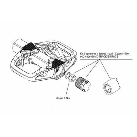 tool and replacement 2 caps for pedals x-track