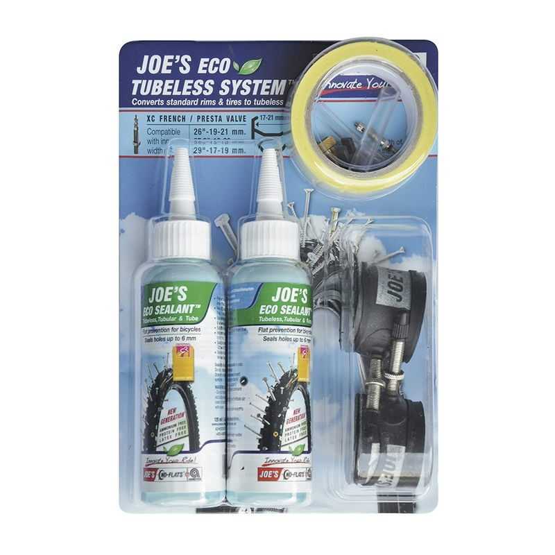 JOES Kit completo para tubeless tubelizar valvula fina azul 17-19 mm 33287