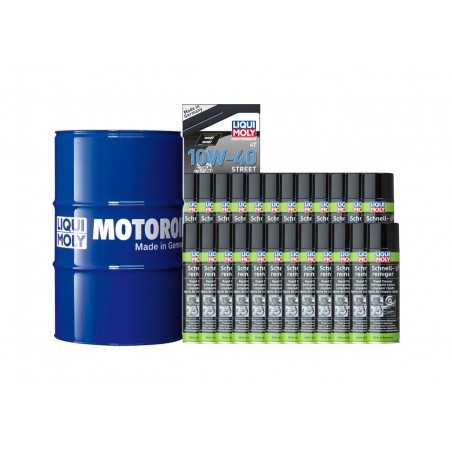 pakke med oliedunk + bremserenser 205 l 10w-40 | 24 u 500 ml