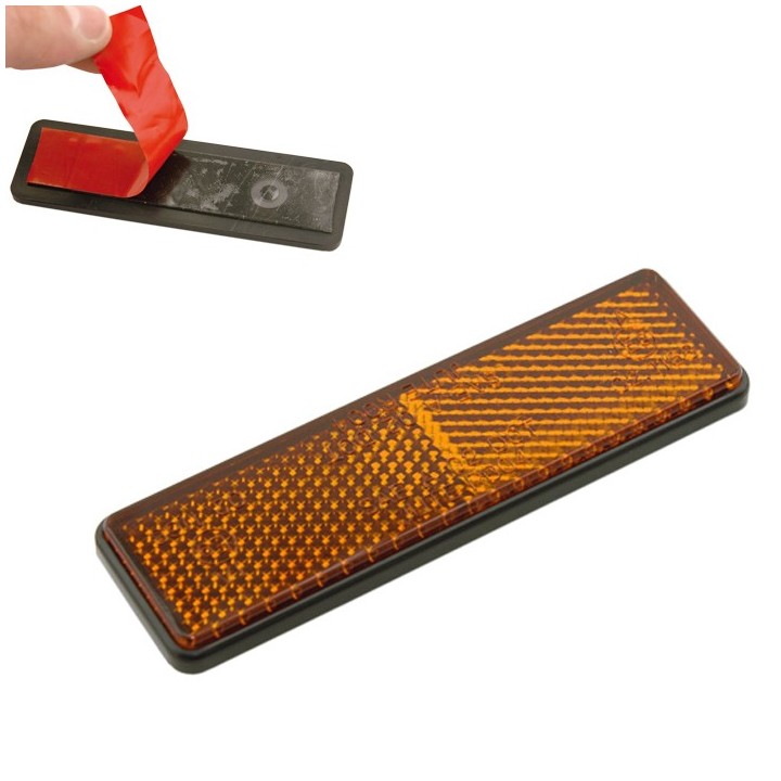 V PARTS Amber Rectangular Catadioptric Reflector - Adhesive Included 11751