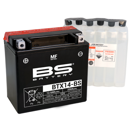 batteri btx14-bs underhållsfritt 12v för ditt fordon
