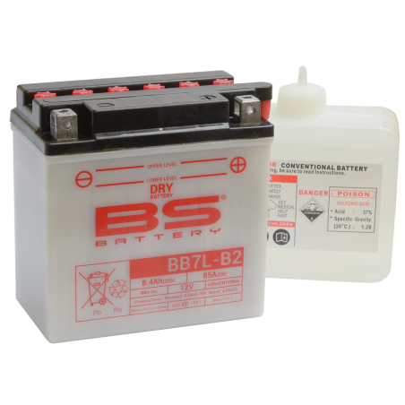 batterie bb7l-b2 12v 8ah avec électrolyte - nouveau modèle amélioré