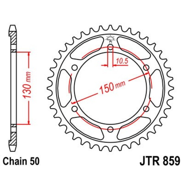 JT SPROCKETS Corona plato transmision trasero - Acero ultrarresistente C49 R859