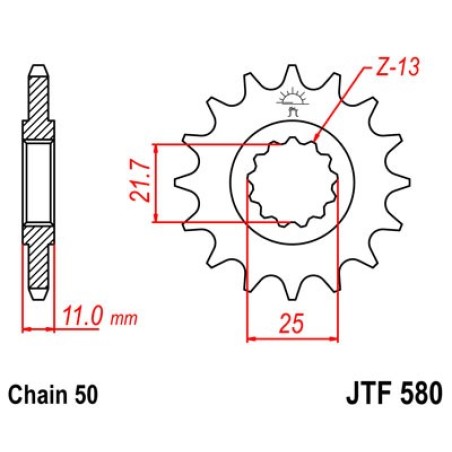 piñón ataque transmisión delantero jt sprockets 520/580 de aleación de acero smc420