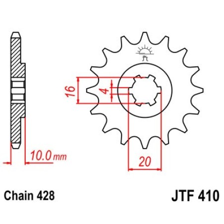 piñón de ataque para transmisión delantera de motocicleta jt sprockets