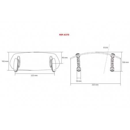 visera deflectora d'aire multiregulable per a cúpules amb pinça 315x100mm