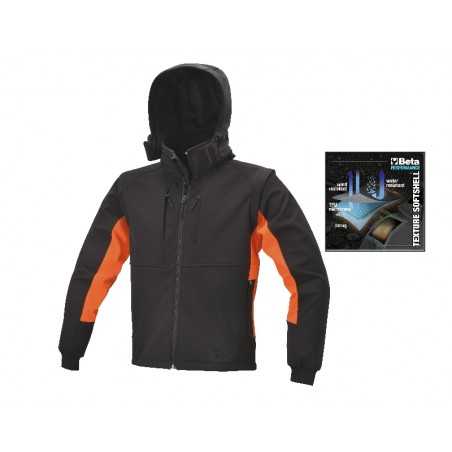 cappotto in softshell con cappuccio e maniche staccabili