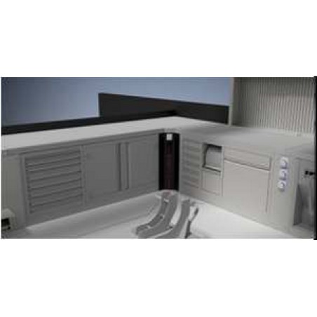 corner patch panel between workbenches lift