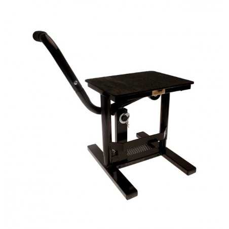 caballete elevador de moto acero negro enduro off road mx con bandeja de herramientas y brazo de palanca separable