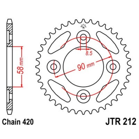 achtersproket 212 steel 34 dientes