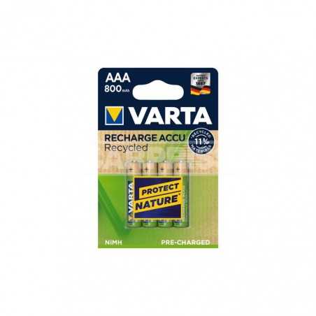 blister 4 laddningsbara batterier aaa 800mah recycled