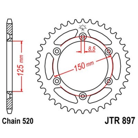 hinten sproket 897 steel 46 dientes