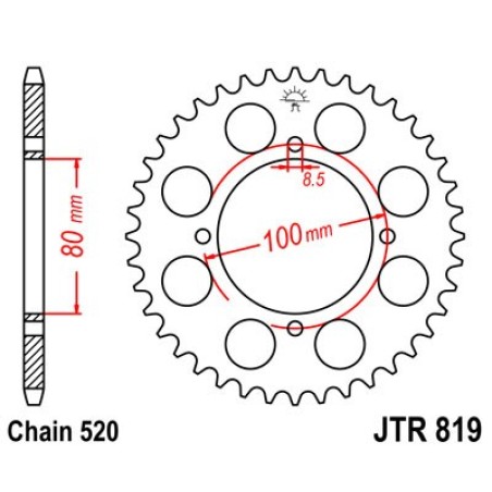 hinten sproket 819 steel 37 dientes