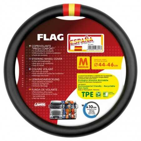 steering wheel cover with spanish flag, size m 44/46 cm - soft synthetic leather and excellent grip in all directions