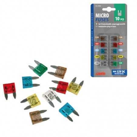 blister of 10 lampa mini flat fuses - set of 10 fuses of different amperages