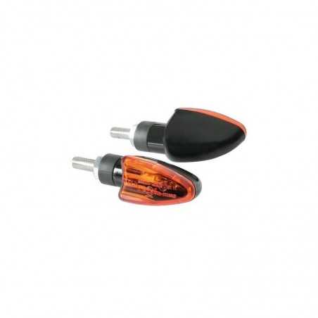 set of approved arrow 12v 21w e motorcycle turn signals with orange lenses lampa