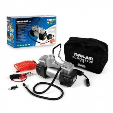 compressore bicilindrico con manometro twin air 12v 200w - lampa