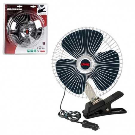 giant clip-on or fixed fan 24v 16w - chromed metal grill - fixed or oscillating operation