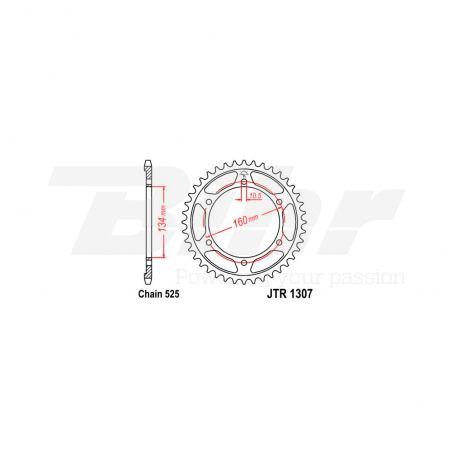 sprocket rear plate 1307 zinc con 45 dientes