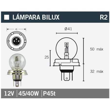 12v45/40w bulb lamp for european spotlight r2 - p45t