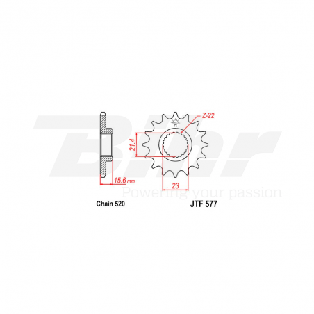 sprocket with rubber 577 de acero con 15 dientes