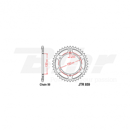 sprocket rear plate 859 zinc con 47 dientes