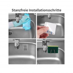TUDETIC Soporte colgador de esponja universal autoadhesivo - acero inoxidable (2 unidades) COLGBVAR