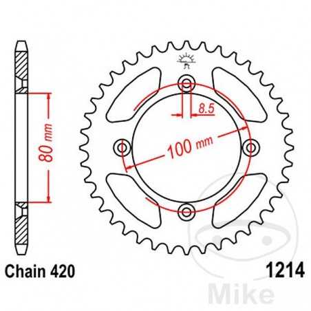 koruna převodu 47t p-420 ø080 mm ø100 mm