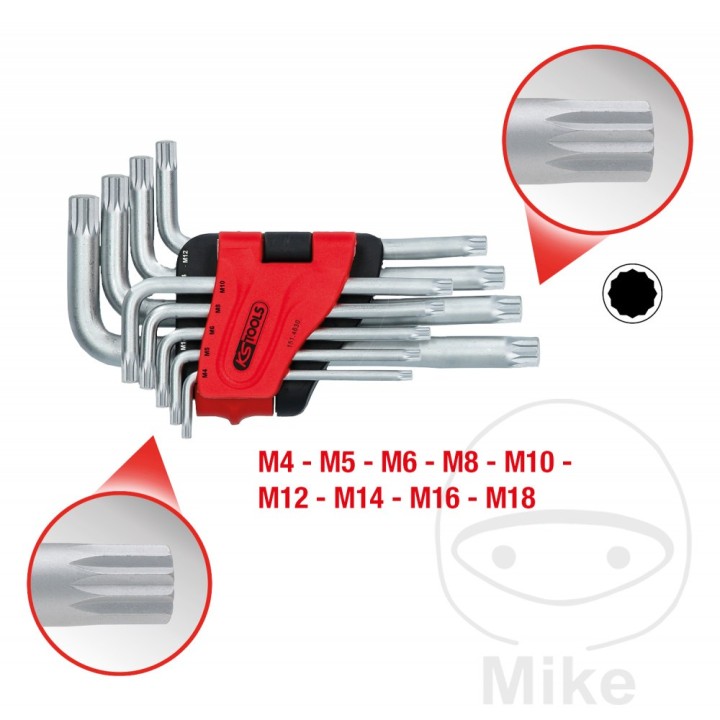 KS TOOLS Juego 9 llaves para tornillos de cabeza hexagonal M4-M18 632.01.89